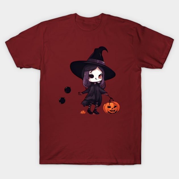 ff5e00 Witchcraft horror anime characters Chibi style +Halloween dark horror T-Shirt by Whisky1111